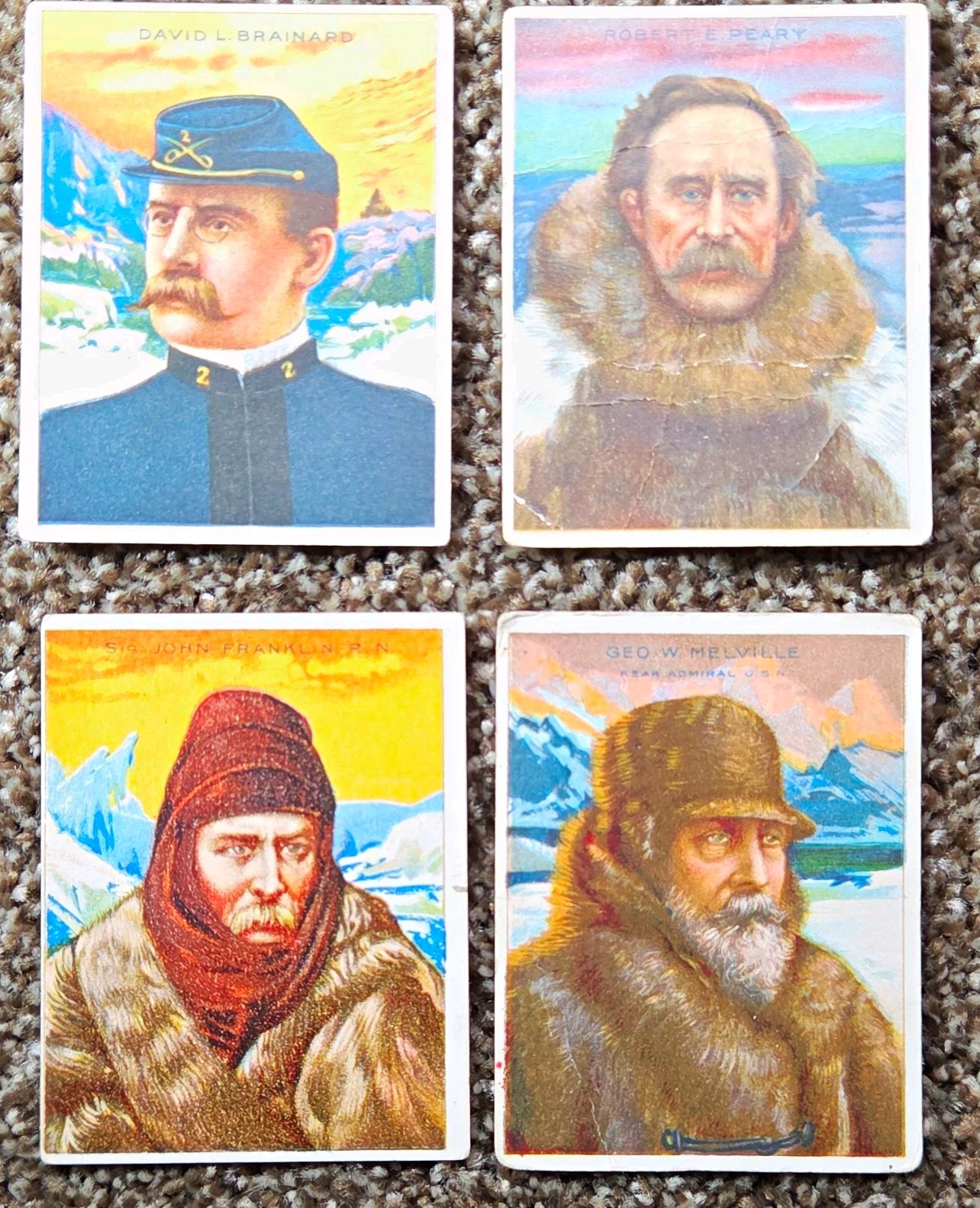 1910 Hassan World\'s Greatest Explorers Lot 4 Peary Brainard Franklin Melville