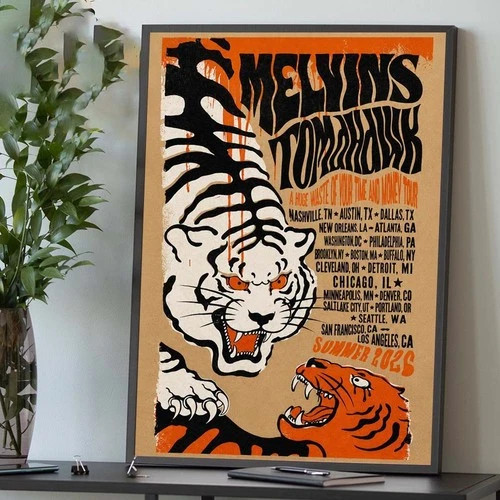 Melvins Summer 2026 Tour Tiger Graphic Concert Poster