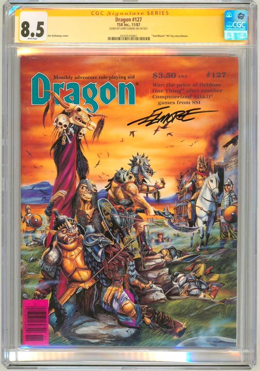 CGC SS 8.5 Dragon #127 Larry Elmore SIGNED SnarfQuest #51 ~ AD&D TSR