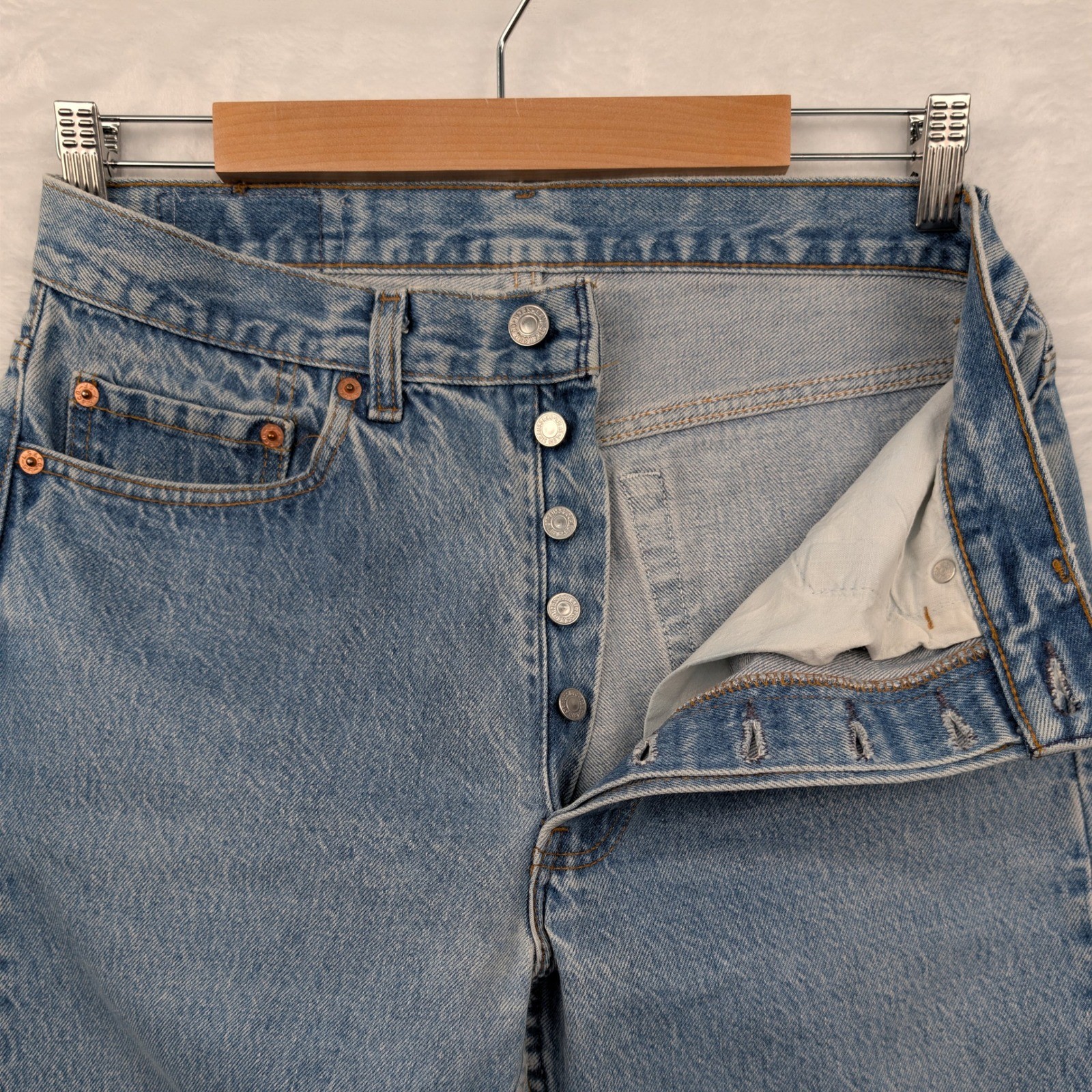 VTG Levi\'s 501 / 517 Factory Misprint Jeans Men\'s 31x29 Blue Button Fly USA 80s