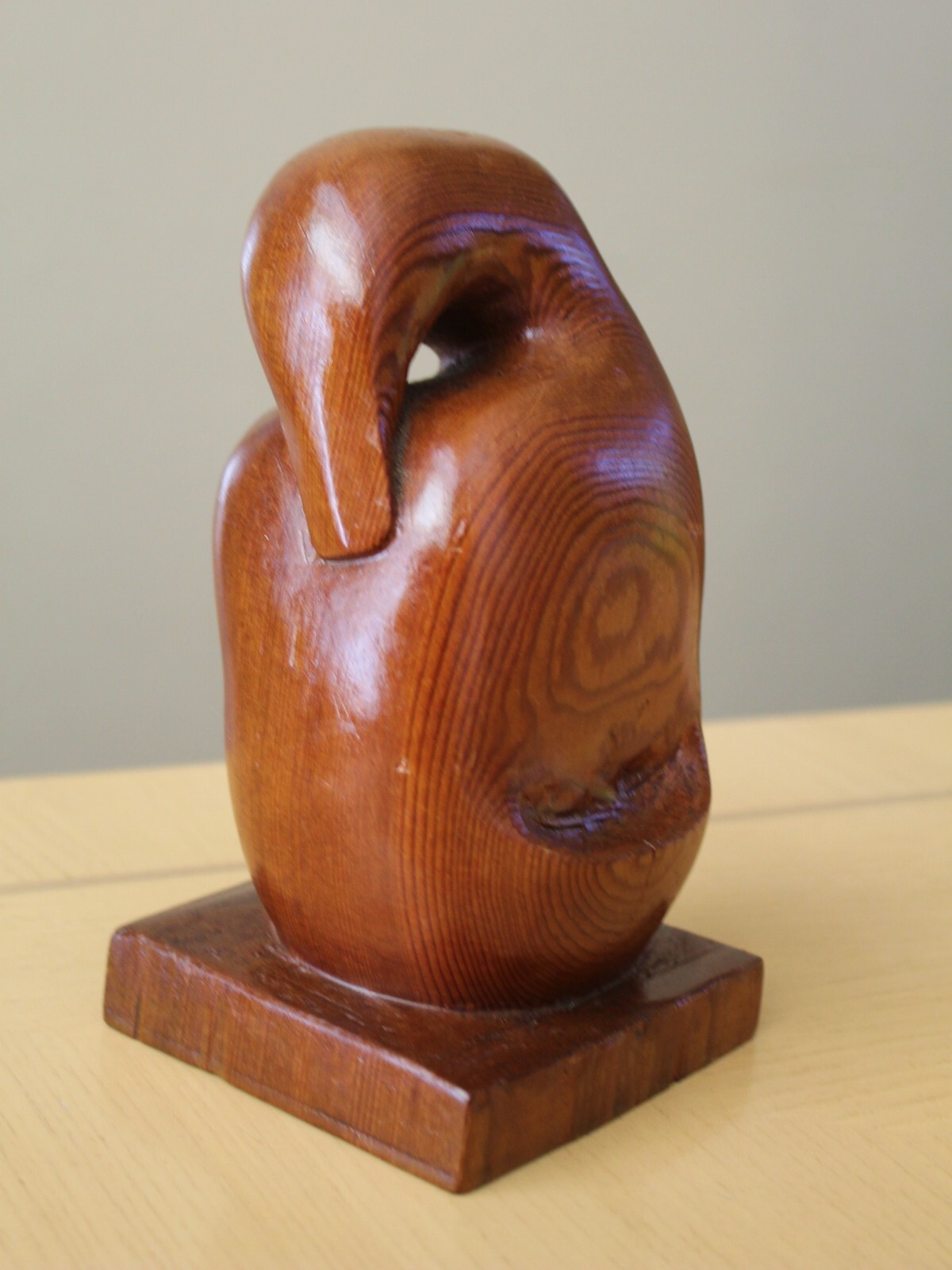 MID CENTURY ABSTRACT BIRD SCULPTURE VTG 60S ATOMIC REDWOOD MODERN ART DANISH