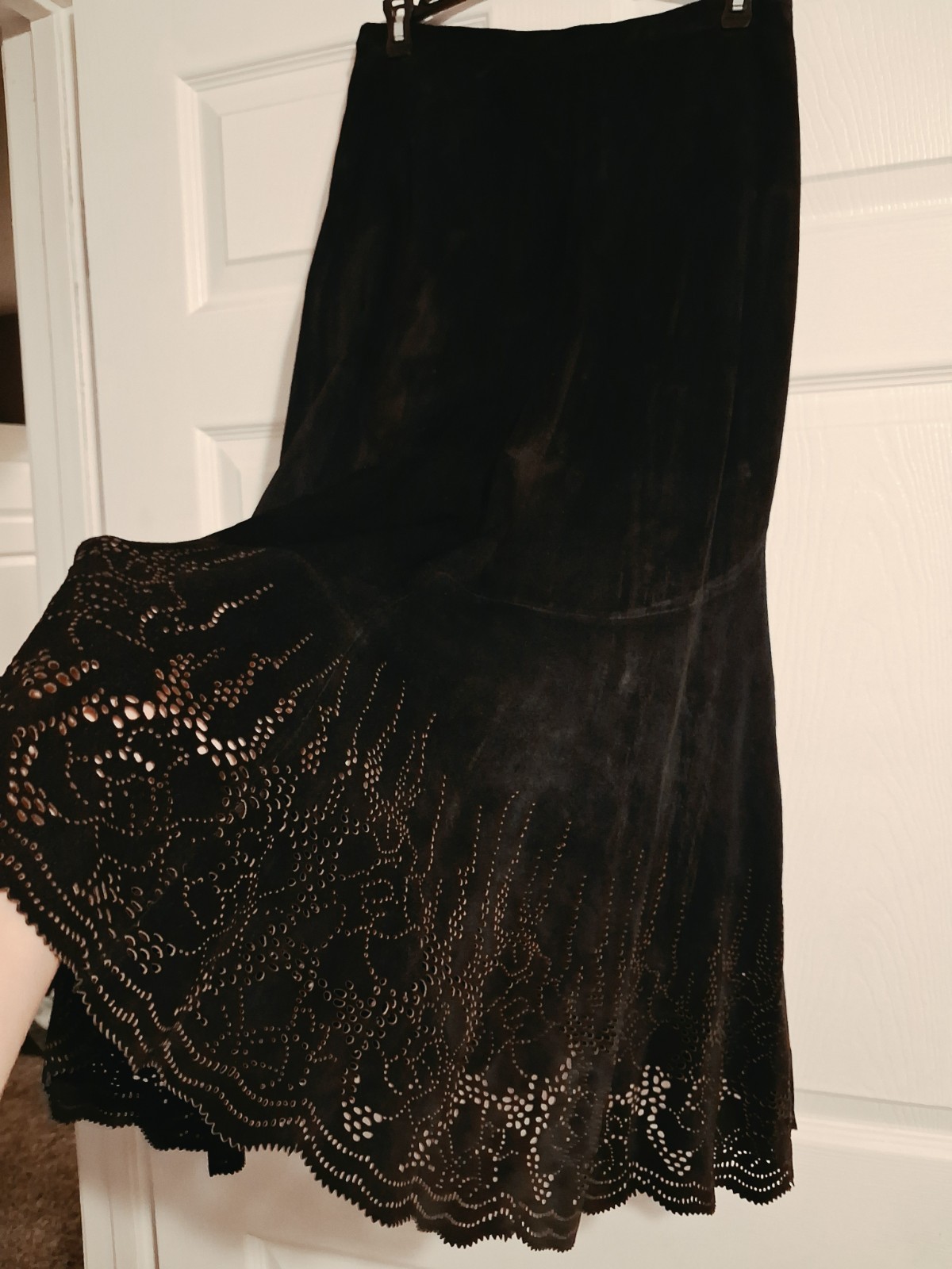 Chico’s 100% Leather Suede Skirt Flared Western Country Cowgirl Ranch Boho