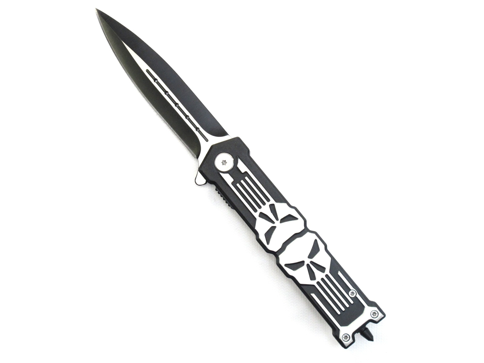 Skull Blade Knife Dual Spring Assisted Knife Punisher inspired Folding Pocket