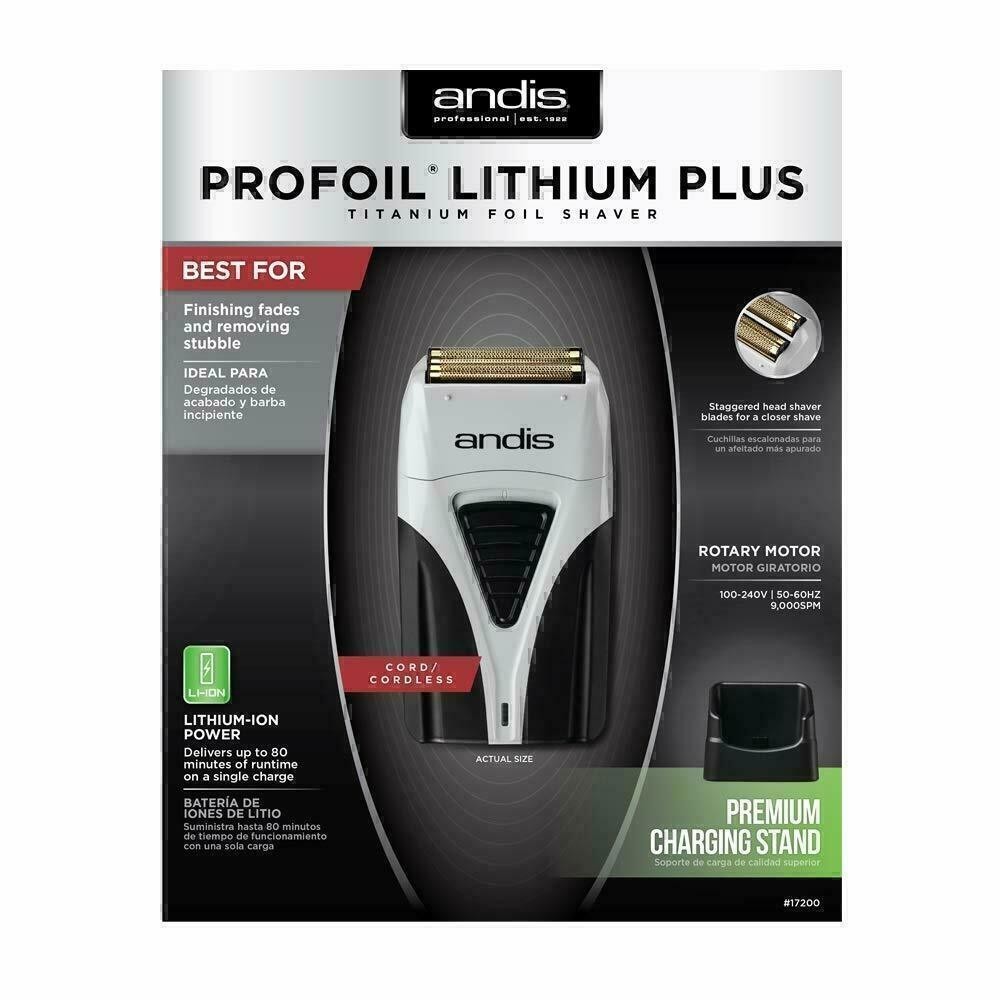 Andis Profoil Lithium Plus #17200 Titanium Foil Shaver Cordless + Charging Dock