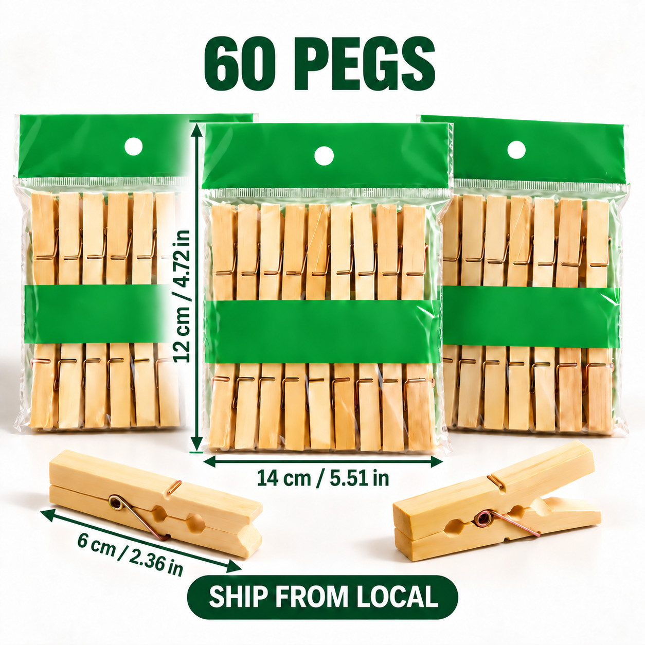 60X Wood Wooden 2 Inch Clothespins Laundry Clothes Pins Crafts Photos Pins US 60X Wood Wooden 2 Inch Clothespins Laundry Clothes Pins Crafts Photos Pins US