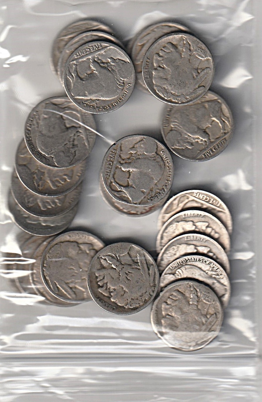 VINTAGE US Coin Lot Of 25 Buffalo Nickels 1910s-1930s Dateless #126 VINTAGE US Coin Lot Of 25 Buffalo Nickels 1910s-1930s Dateless #126