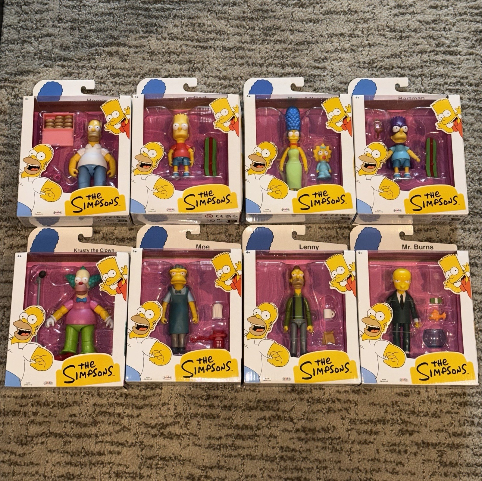 8 NEW Simpsons Jakks 5” Figure Lot Mr. Burns Moe Lenny Marge Homer Bart Krusty