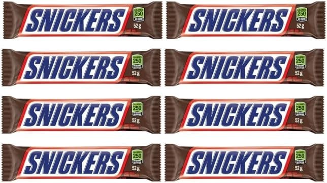 SNICKERS, Peanut Milk Chocolate Candy Bar, Full Size Bars1.07 oz each (8 full