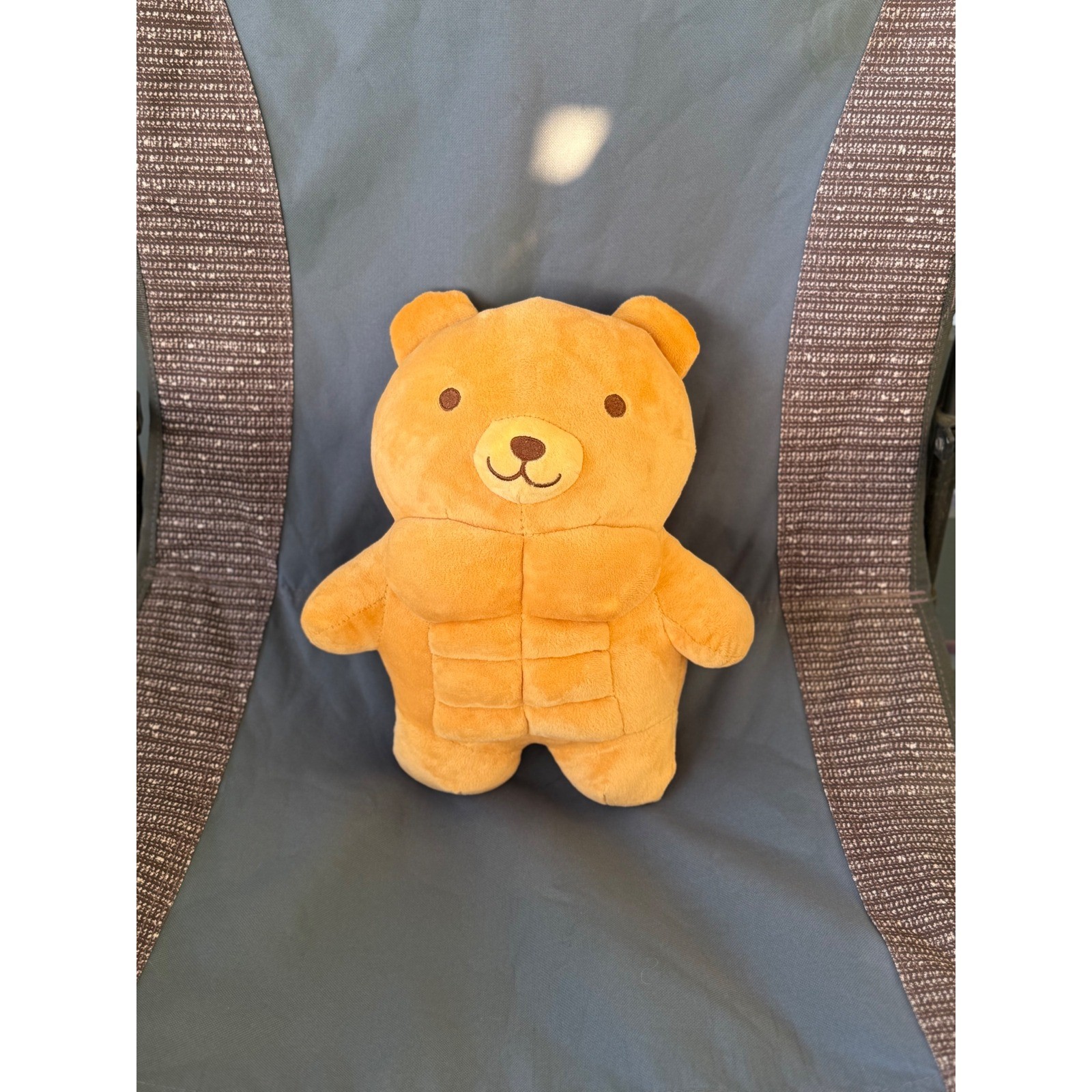 Muscular Buff Bear Plush Toy Bodybuilder Teddy Bear Gold Brown Novelty Gym Gift
