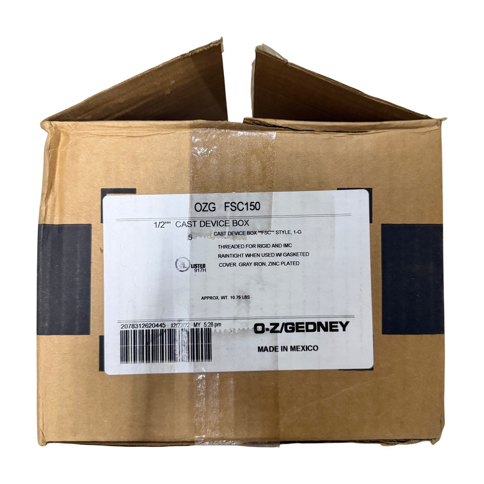 LOT OF 5 O-Z/Gedney FSC150 1/2in Cast Iron Device Box FSC Style 1-Gang Conduit