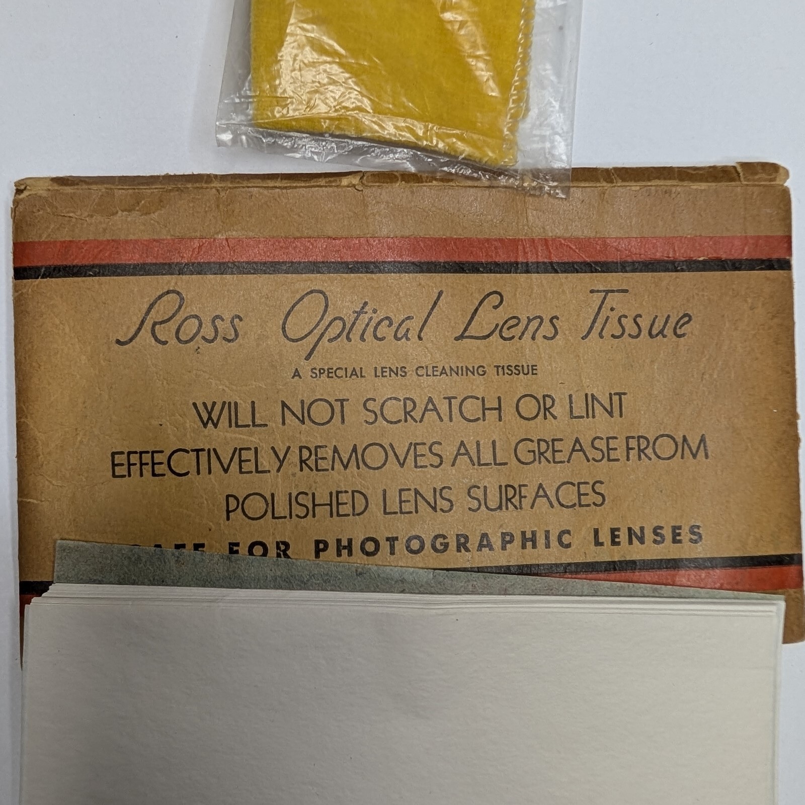 c1940s Ross Optical Lens Tissue Box Camera Photography Cleaning Supply Vtg E2