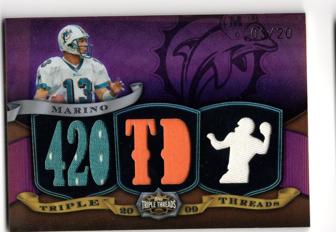 2009 Topps Triple Threads Relics TTR-87 Dan Marino Dolphins 420 TD 03/20