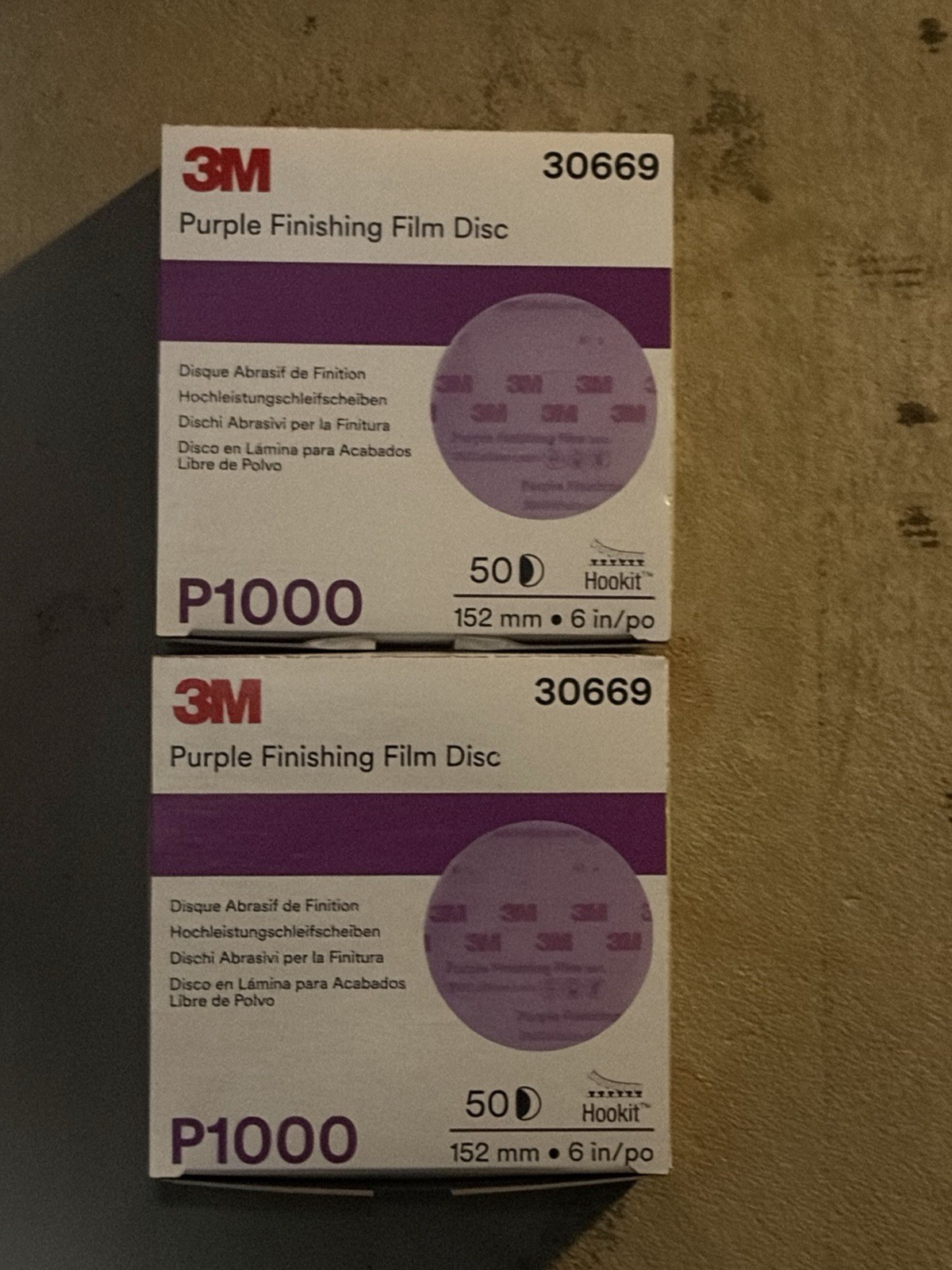 3M 30669 Purple Finishing Film Disc, 6 in Dia, P1000 Grit, (2) Boxes Total 3M 30669 Purple Finishing Film Disc, 6 in Dia, P1000 Grit, (2) Boxes Total
