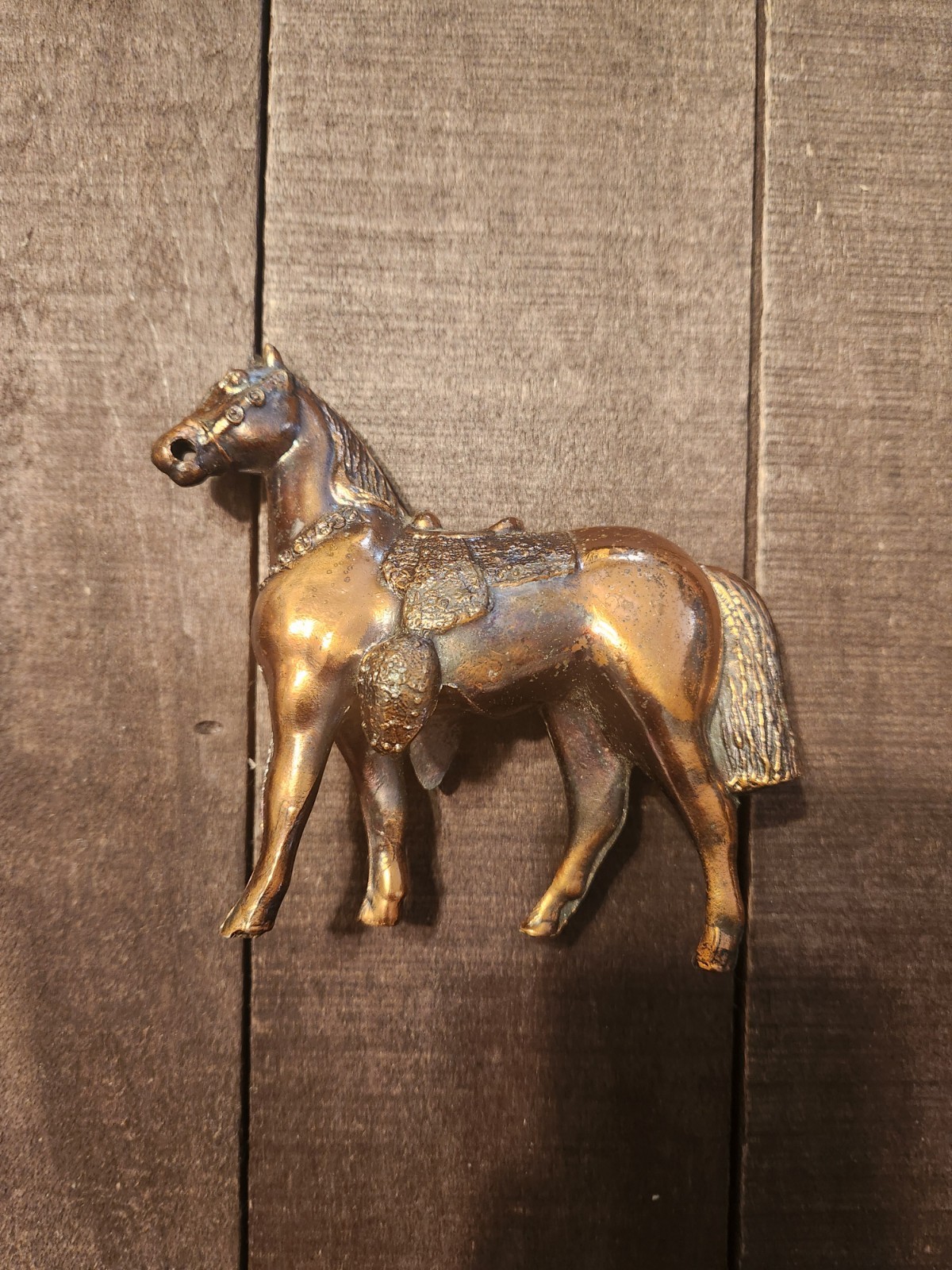 Vintage 1940s–60s Copper-Flashed Pot Metal Horse Figurine 4\