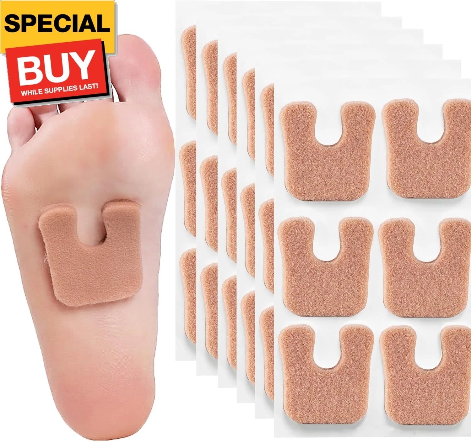 Horseshoe Pads for Feet 60 Pieces, Callus Cushions Moleskin for Feet Metatarsal Horseshoe Pads for Feet 60 Pieces, Callus Cushions Moleskin for Feet Metatarsal
