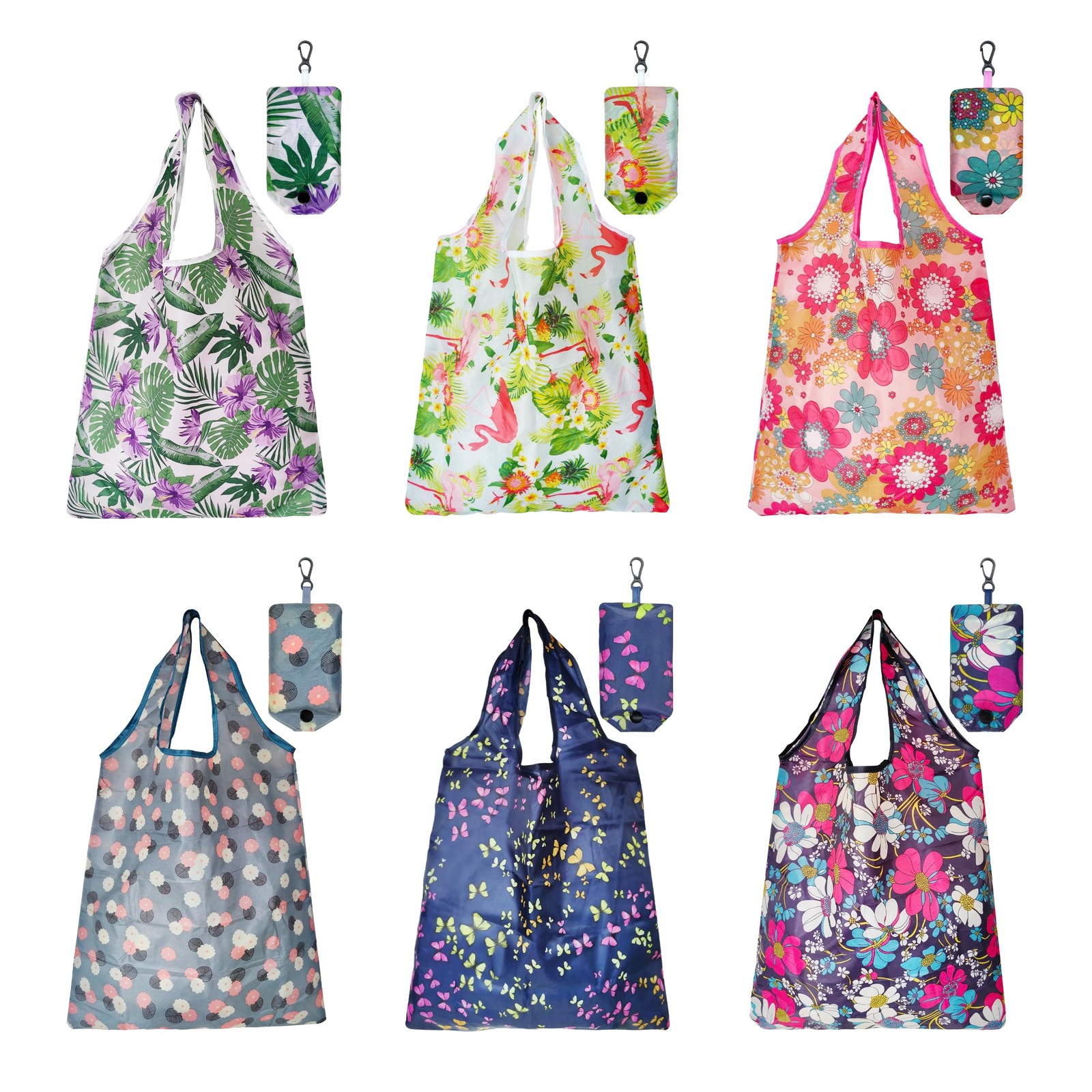 HIQU and HIST 6 Pcs Reusable Shopping Bags, Foldable Grocery Large, 6 Colours HIQU and HIST 6 Pcs Reusable Shopping Bags, Foldable Grocery Large, 6 Colours