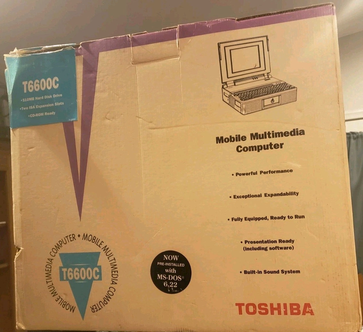 VERY RARE BOX: Toshiba T6600C Vintage Laptop Luggable Factory Outer Box Display