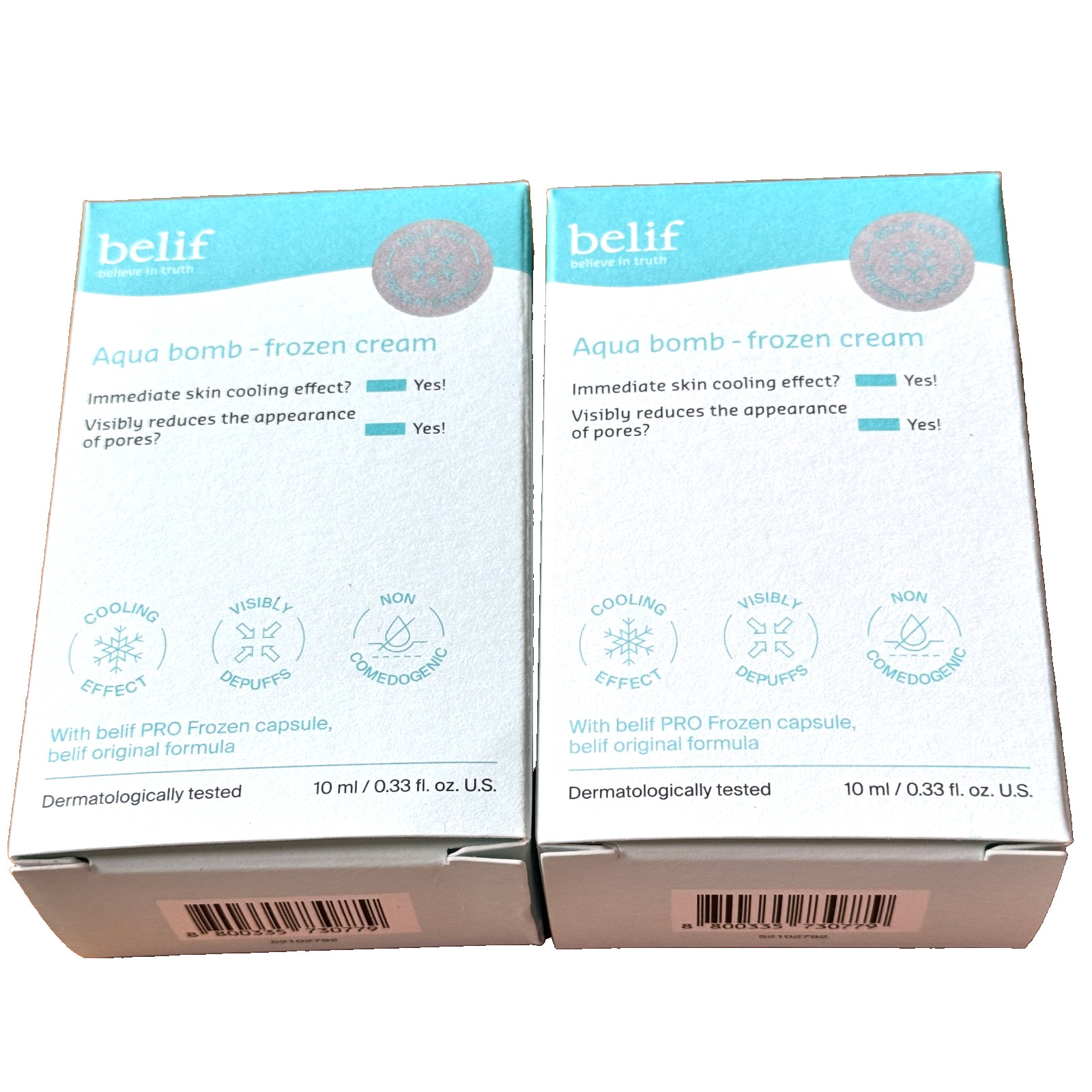 2x belif Aqua Bomb Frozen Cream Cooling Gel Moisturizer K-Beauty 10ml SHIPS FREE