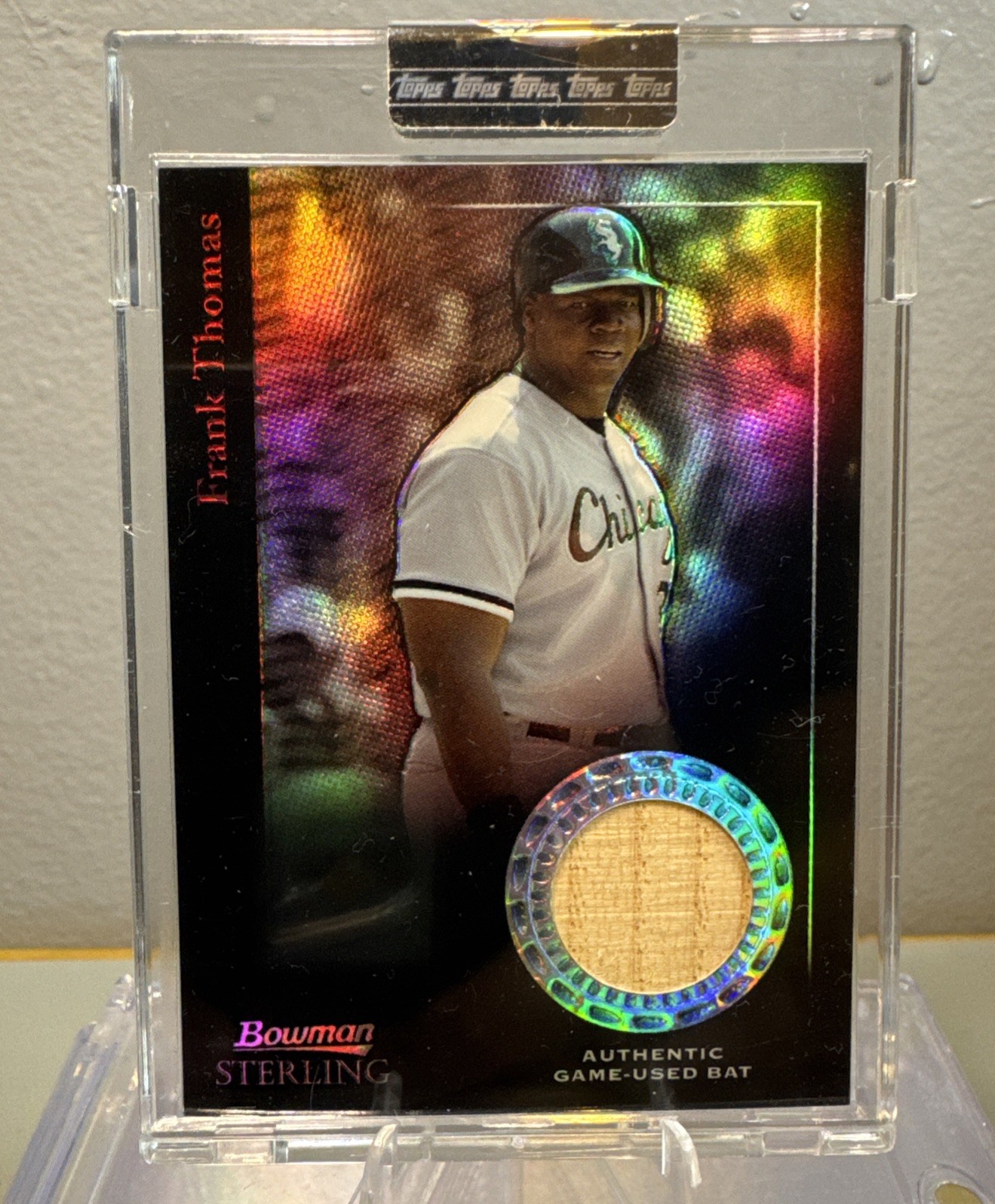 2004 Bowman Sterling Frank Thomas Black Refractor /16 Game Used Bat Relic #BS-FT