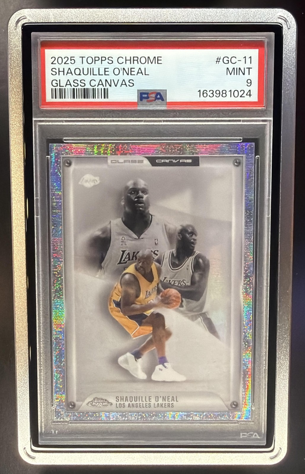 2025-26 Topps Chrome Shaquille O\'Neal #GC-11 Glass Canvas SSP Lakers PSA 9 2025-26 Topps Chrome Shaquille O\'Neal #GC-11 Glass Canvas SSP Lakers PSA 9