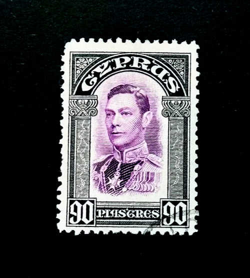 CYPRUS Stamp - 1938 King George VI Portrait 90 Piastre Sn 154 Used r4 CYPRUS Stamp - 1938 King George VI Portrait 90 Piastre Sn 154 Used r4