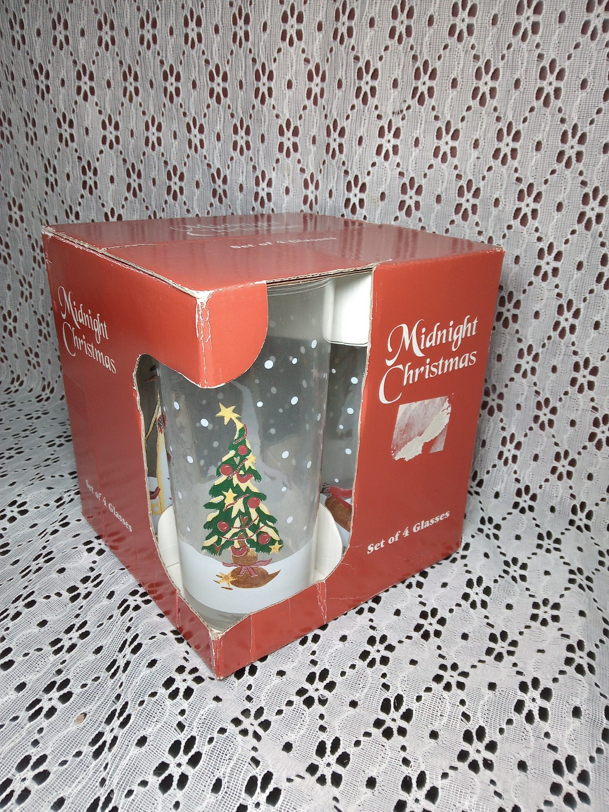 VTG Certified International Midnight Christmas 16 Oz Drinking Glasses Set of 4 VTG Certified International Midnight Christmas 16 Oz Drinking Glasses Set of 4