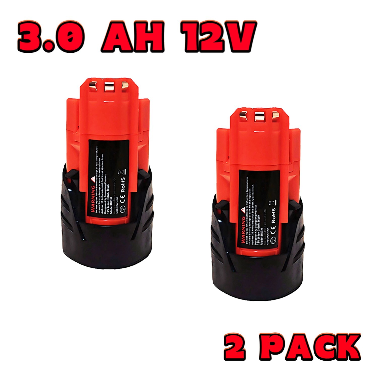 2 PC M12 12V 3.0AH Battery Replacement M12 FOR Power Tools