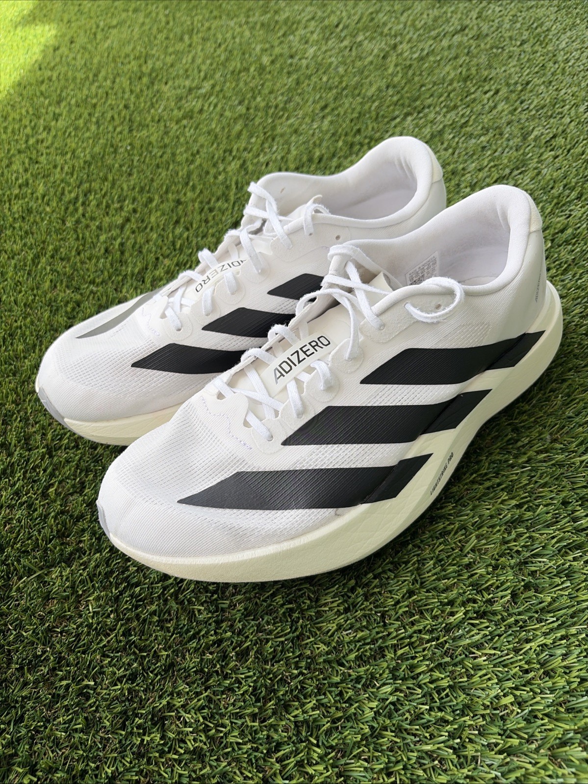 adidas Adizero Running Shoes Men’s 12 White Black Lightstrike Pro JH6206