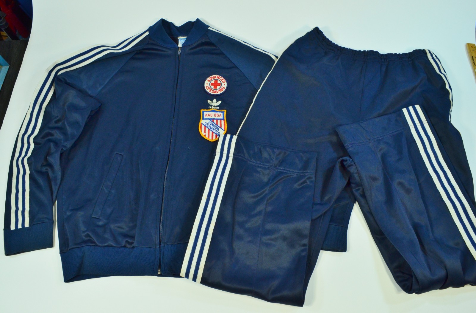 VTG Adidas ATP Keyrolan 80s Navy Blue AAU USA Junior Olympics Jacket Pants Set VTG Adidas ATP Keyrolan 80s Navy Blue AAU USA Junior Olympics Jacket Pants Set