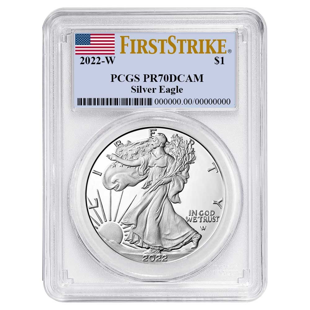 2022-W Proof $1 American Silver Eagle PCGS PR70DCAM FS Flag Label 2022-W Proof $1 American Silver Eagle PCGS PR70DCAM FS Flag Label