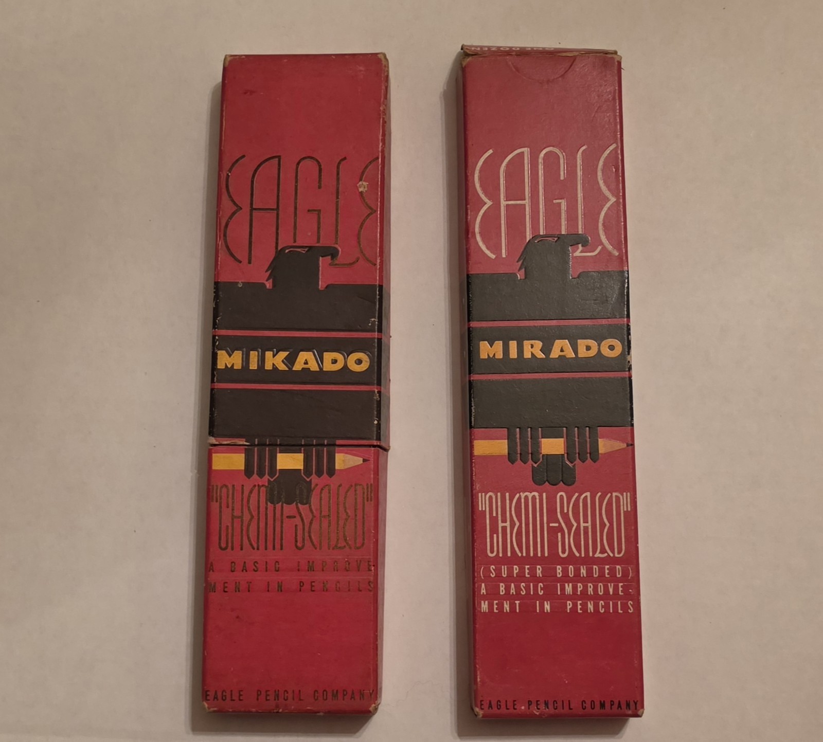 Rare Vintage WWII Pencil Lot: Pre-War Eagle Mikado & Post-War Mirado Sets In Box