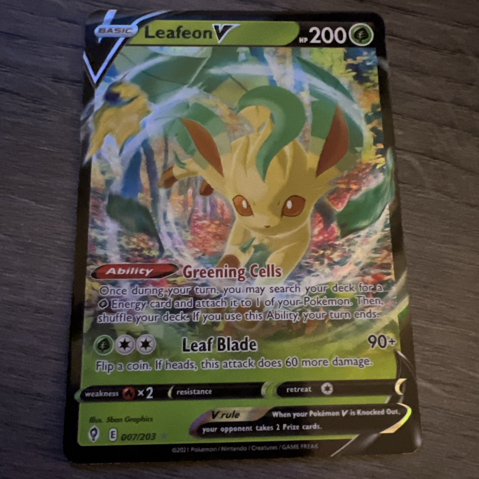 Leafeon V 007/203 Holo V Rare Evolving Skies Pokemon Lightly Played