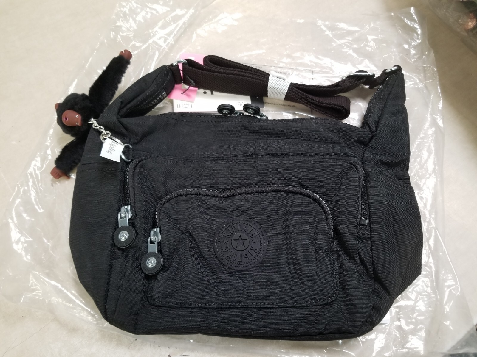 Kipling KI1998 Erica S Small Tote Crossbody Bag Purse Polyamide Black Tonal, NWT
