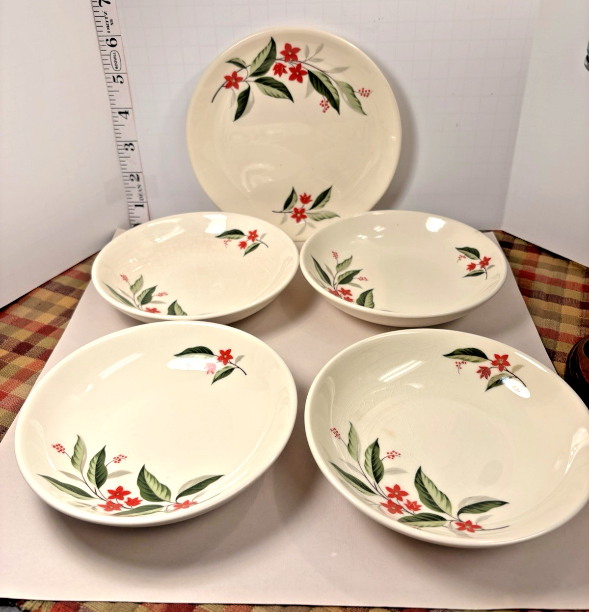 Vtg Universal Ballerina Cambridge Woodvine 4 Berry Bowls & sm Plate