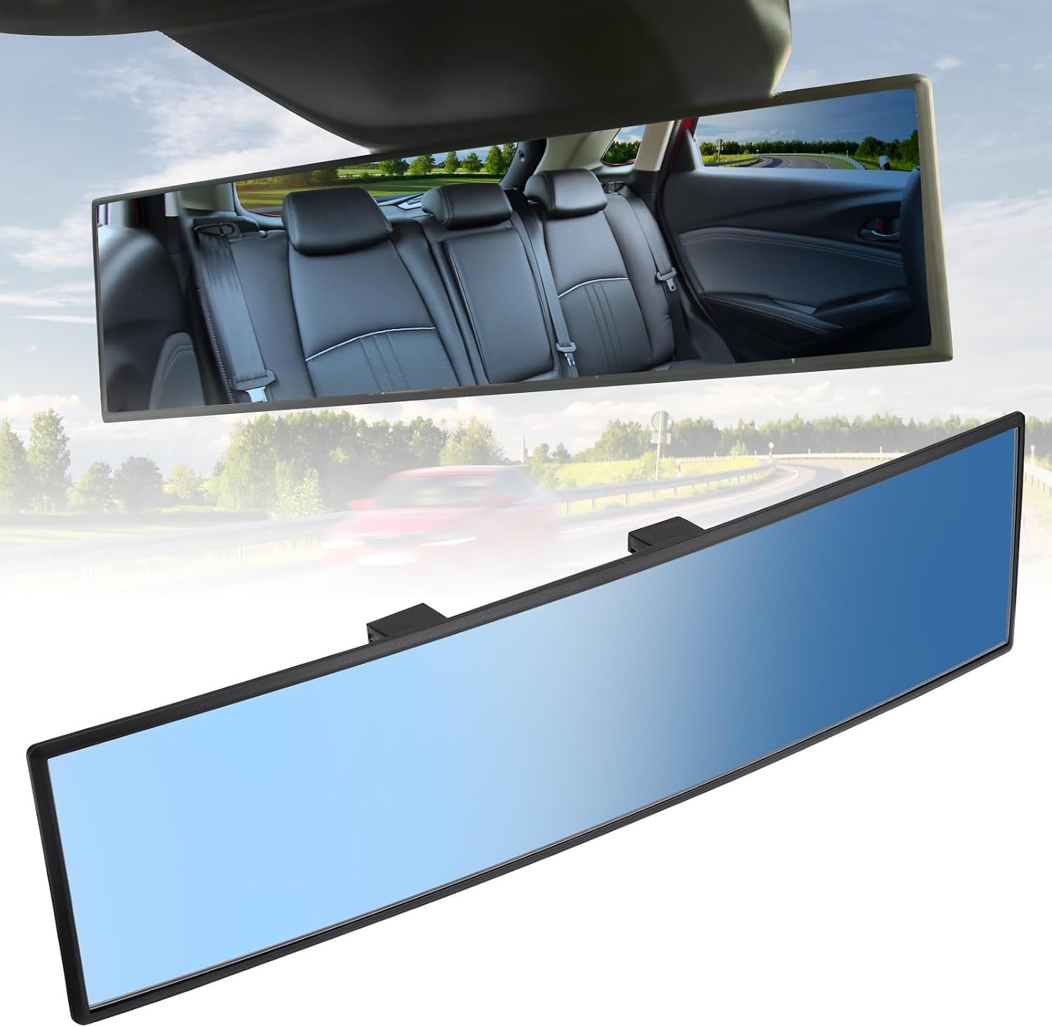 Shatterproof 12-Inch Convex Rearview Mirror with Anti-Glare for Night Driving Shatterproof 12-Inch Convex Rearview Mirror with Anti-Glare for Night Driving