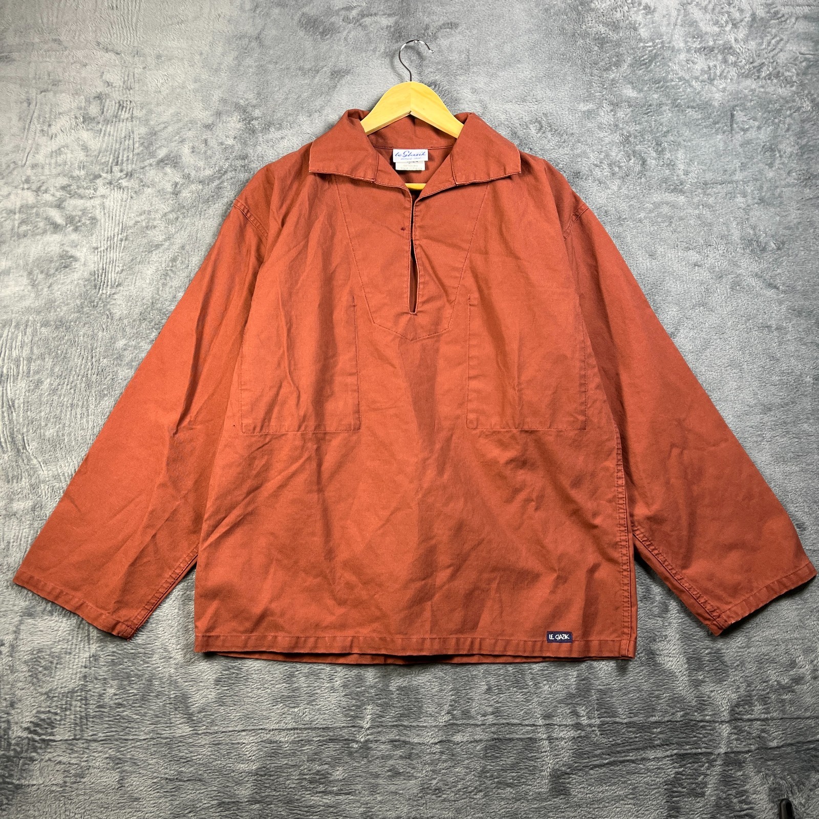 Vintage Le Glazik Breton Fisherman Smock Jacket Mens 44 Orange Canvas Sailing Vintage Le Glazik Breton Fisherman Smock Jacket Mens 44 Orange Canvas Sailing