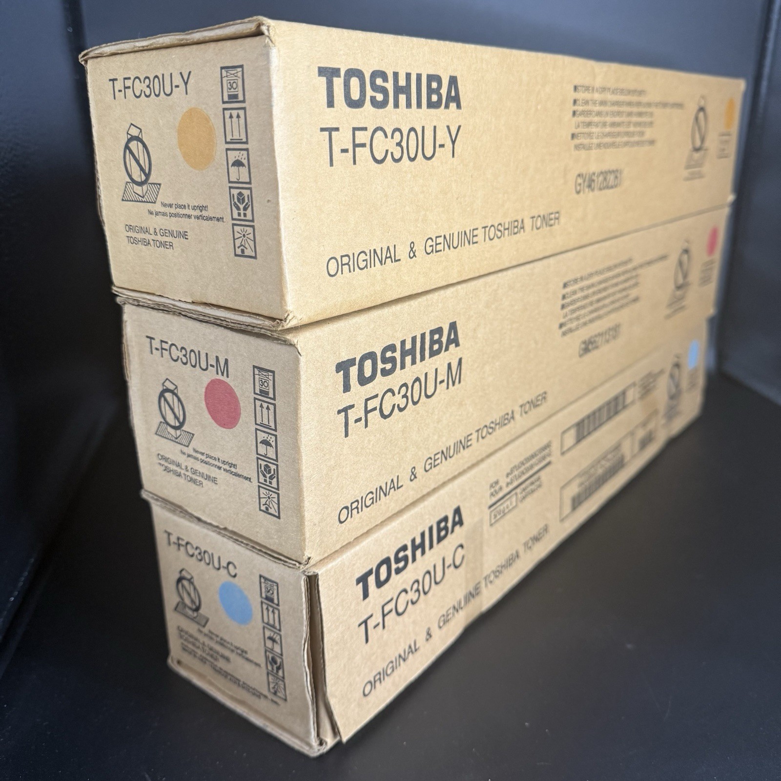 Toshiba T-FC30U Lot of 3 CYM Toner Cartridges for E Studio 2050C 2051C 2550C Toshiba T-FC30U Lot of 3 CYM Toner Cartridges for E Studio 2050C 2051C 2550C