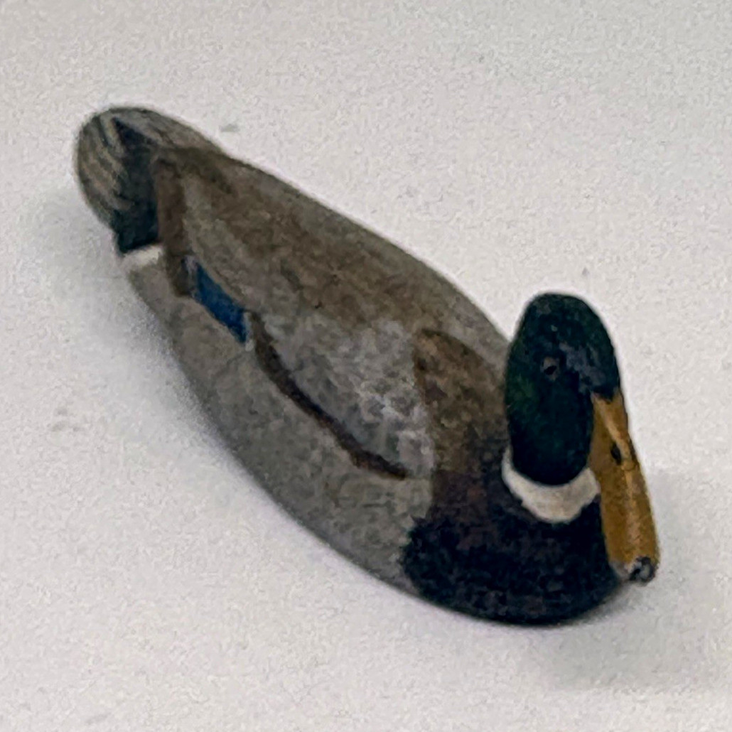 Vintage Bill Callahan Fine Pewter Hand-Painted Mallard Drake Miniature Decoy