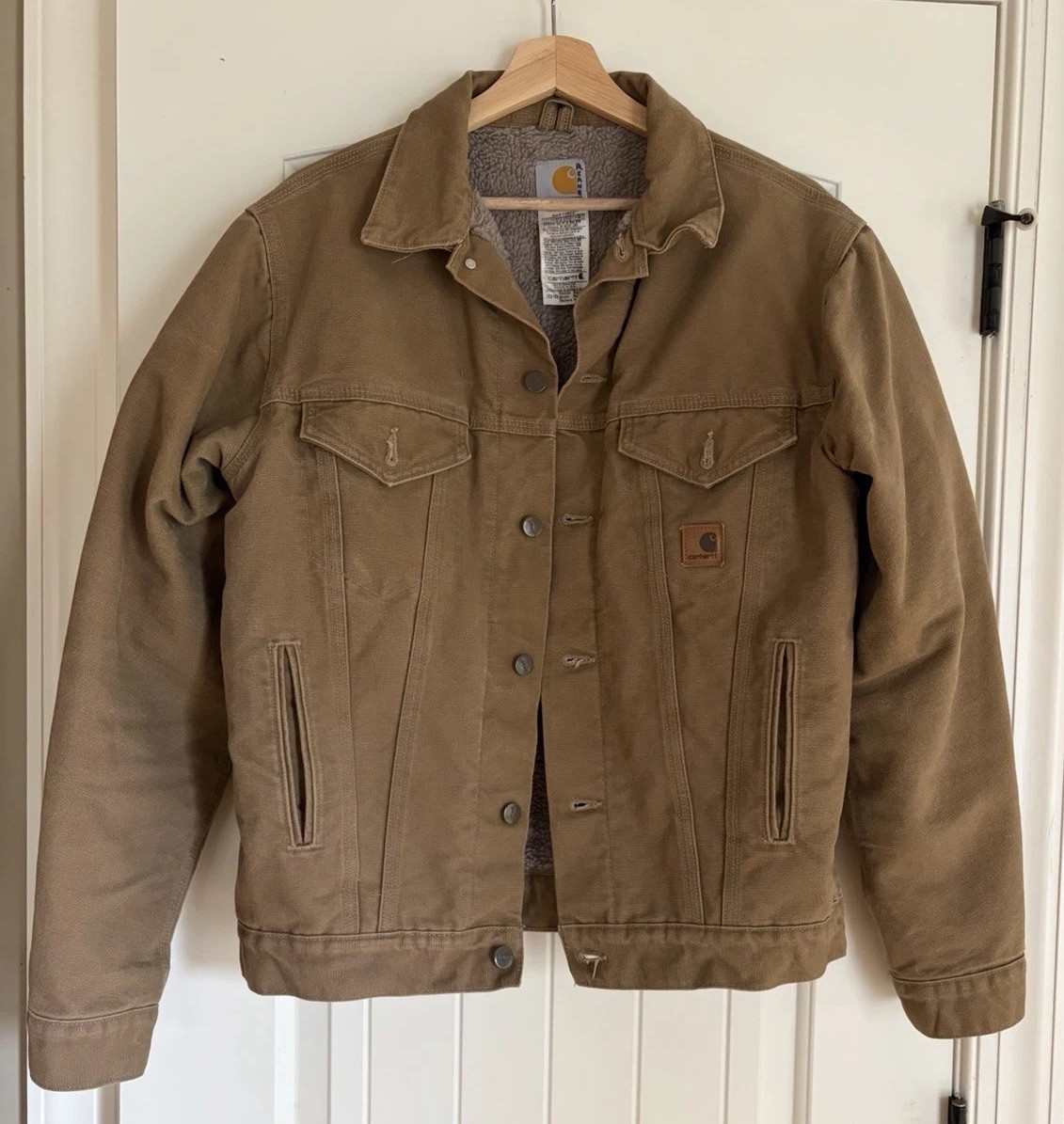 Vintage 2003 Carhartt J233 FRB Sherpa Lined Sandstone Trucker Jacket Men\'s M