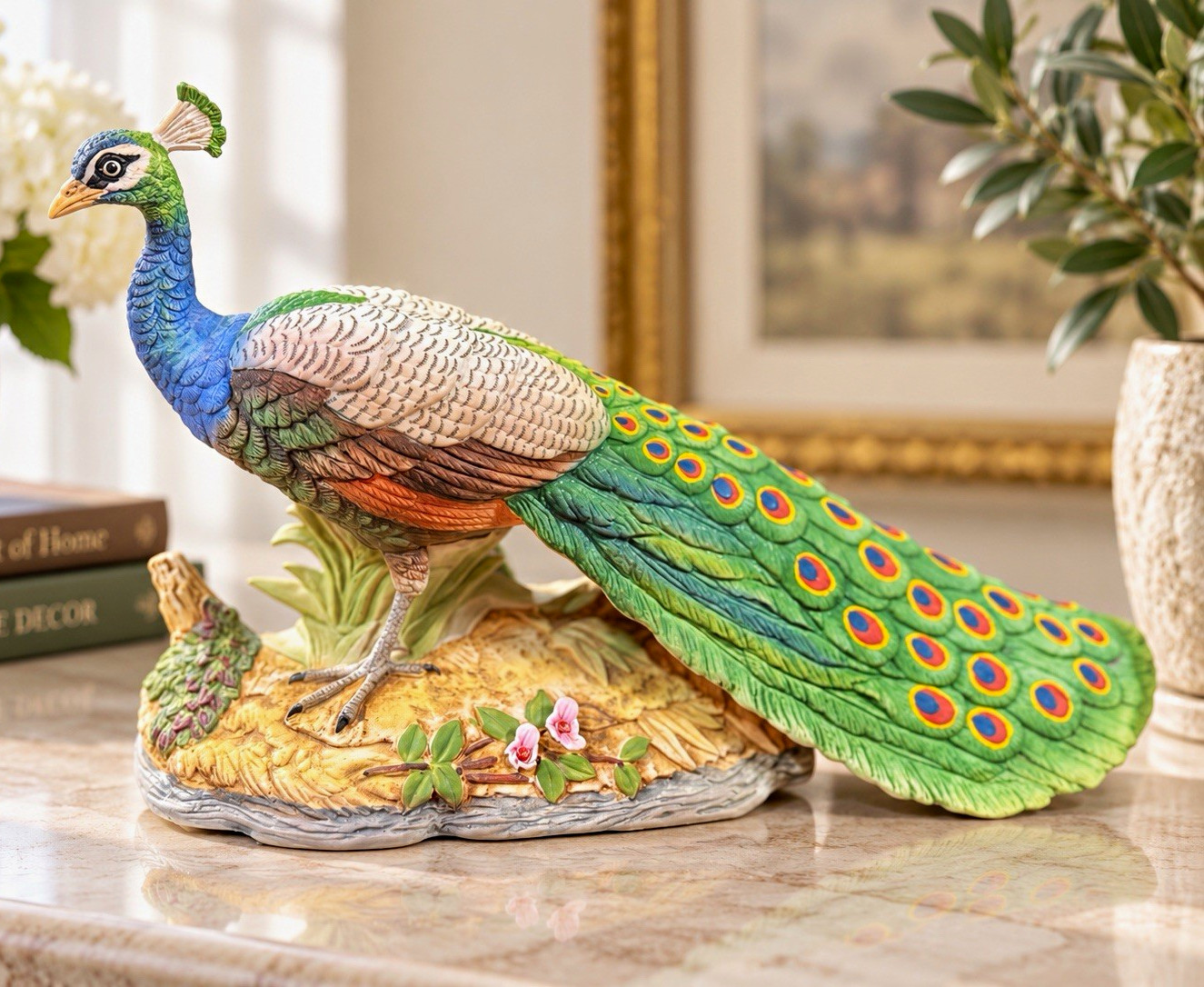 Vintage Andrea by Sadek Peacock Porcelain Figurine Made in Japan 12.5”