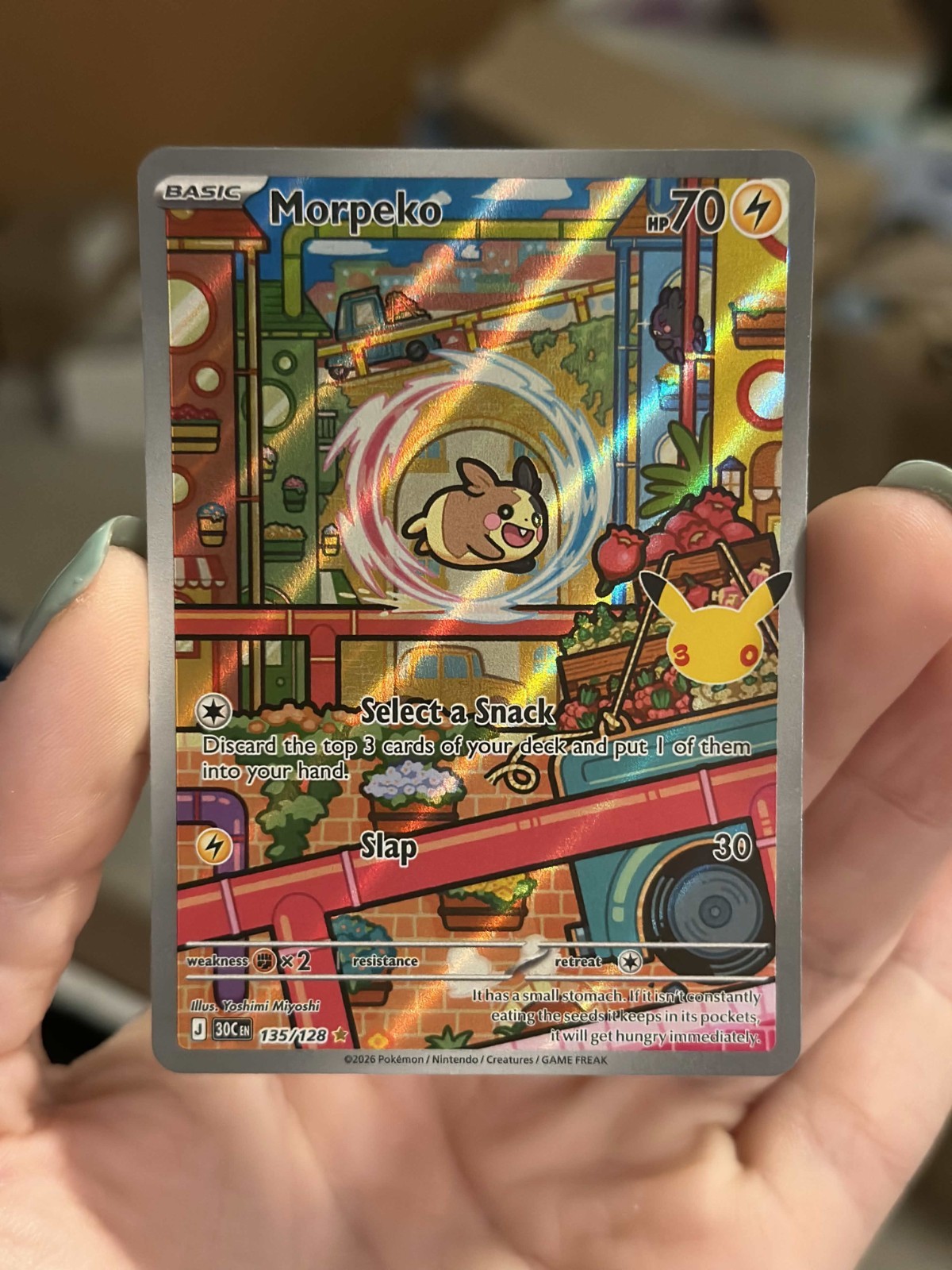 Pokemon Morpeko 135/128 30th Celebration Illustration Rare Holo English