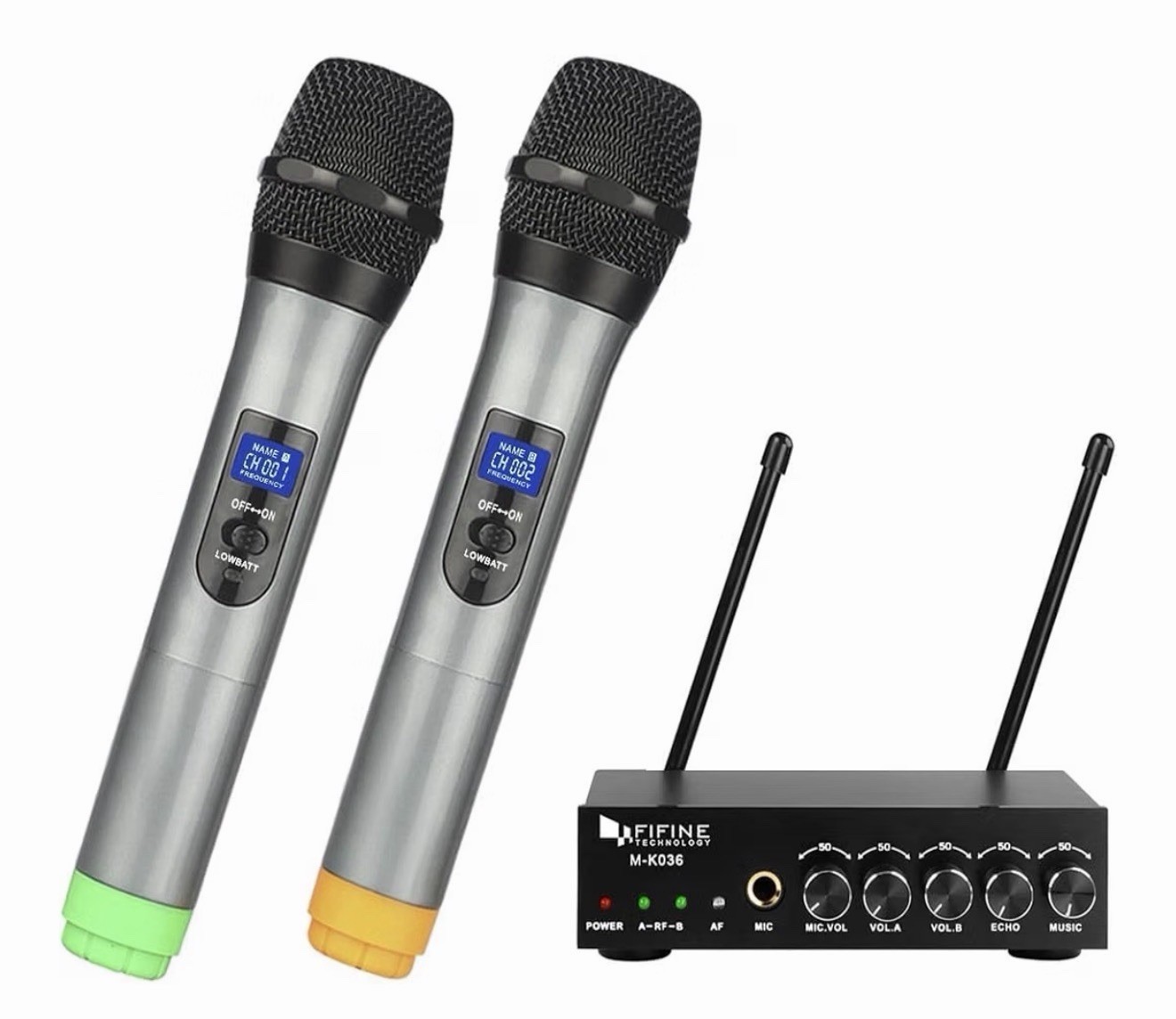 FIFINE K036 UHF Dual Channel Wireless Handheld Microphone System 2 Microphone