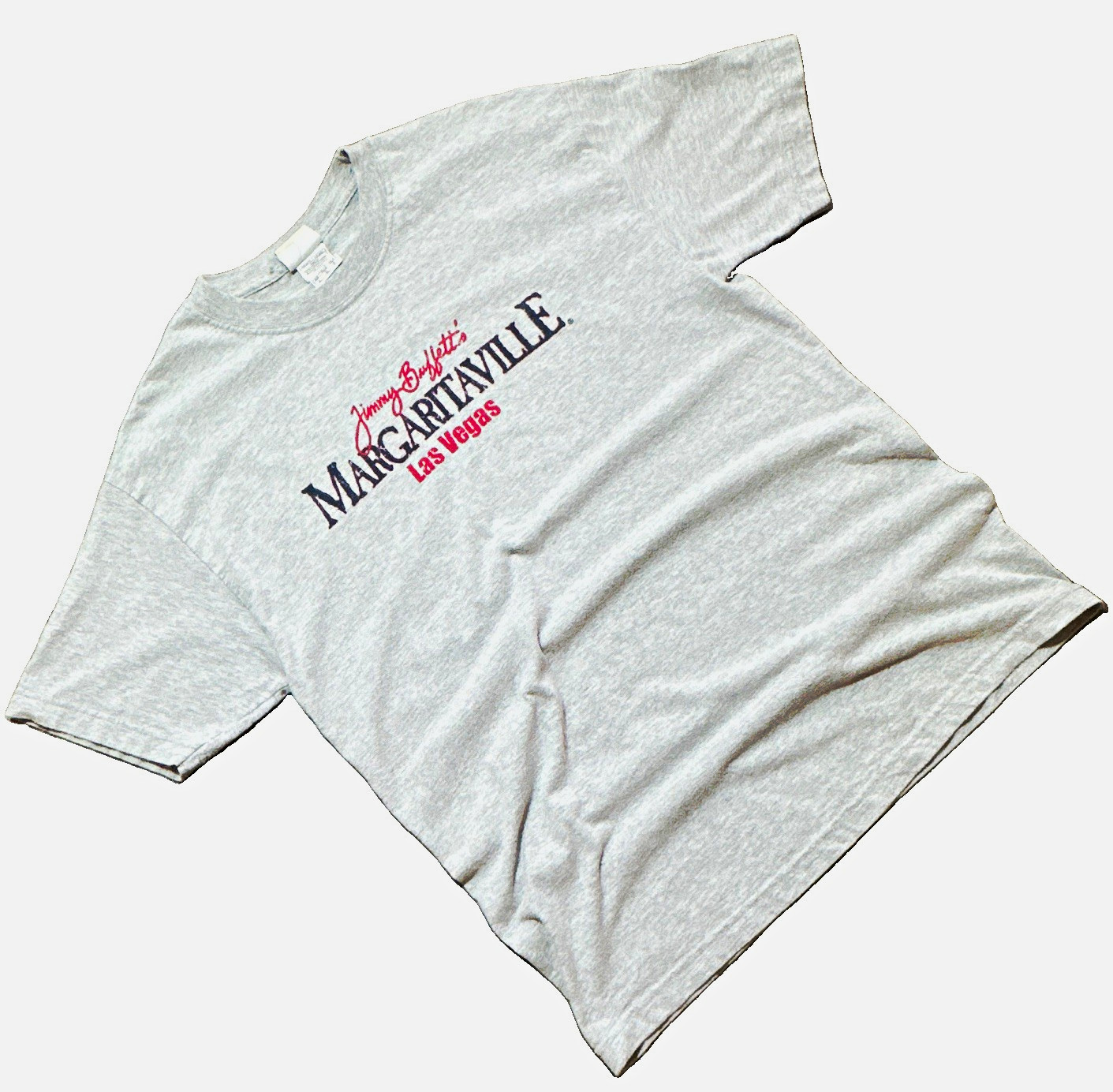 VTG Y2K Margaritaville Jimmy Buffett Las Vegas Graphic Logo T-Shirt Men\'s L Gray
