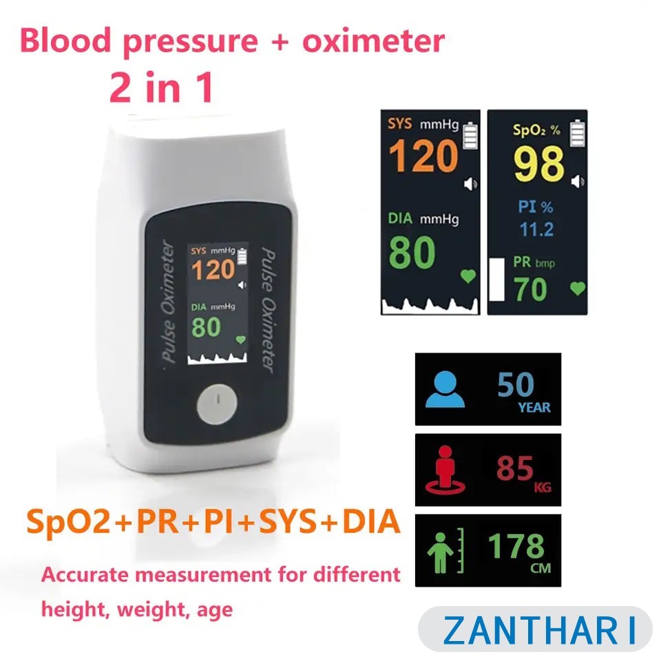 ZANTHARI New 2 in 1 Smart Pulse Fingertip Oximeter with Blood Presure SpO2 ZANTHARI New 2 in 1 Smart Pulse Fingertip Oximeter with Blood Presure SpO2