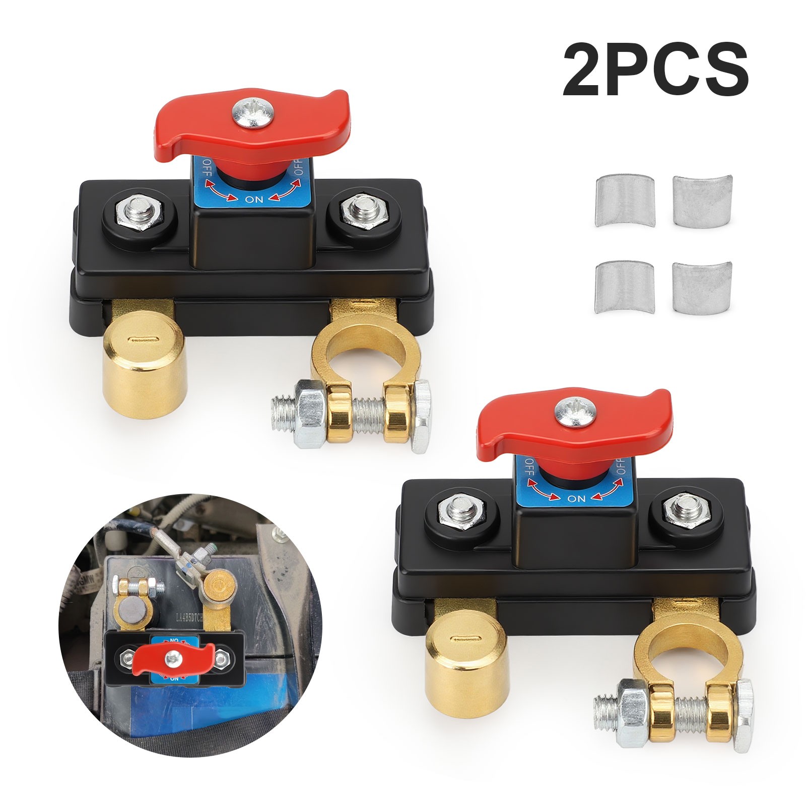 2Pcs 12V 24V Battery Disconnect Terminal Switch Kill Isolator Cut Off for Car RV