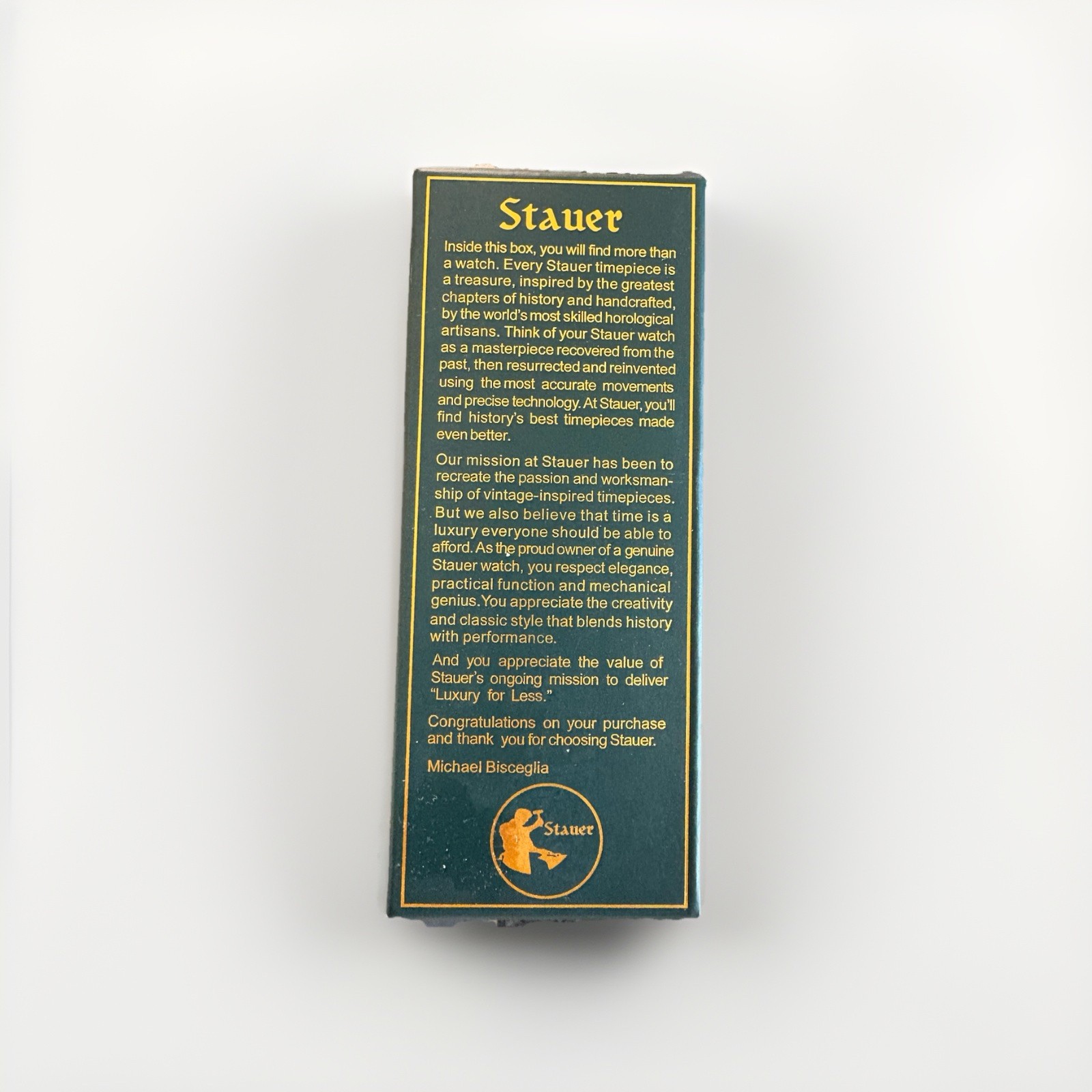Stauer Newport Chronograph Gold Men\'s Watch Black Leather Box Manual Stauer Newport Chronograph Gold Men\'s Watch Black Leather Box Manual