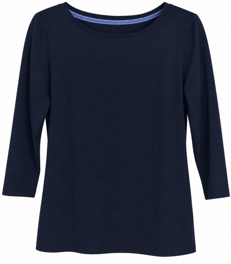 Talbots Women’s M Navy Blue Pima Cotton 3/4 Sleeve Boatneck Shirt Top Classic