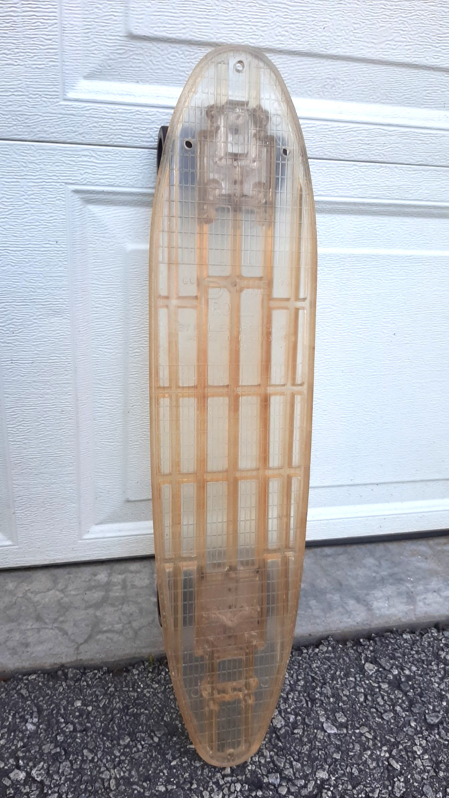 Vintage 1970\'s Era Roller Sports Inc. ProLine Clear Skateboard Translucent Vintage 1970\'s Era Roller Sports Inc. ProLine Clear Skateboard Translucent