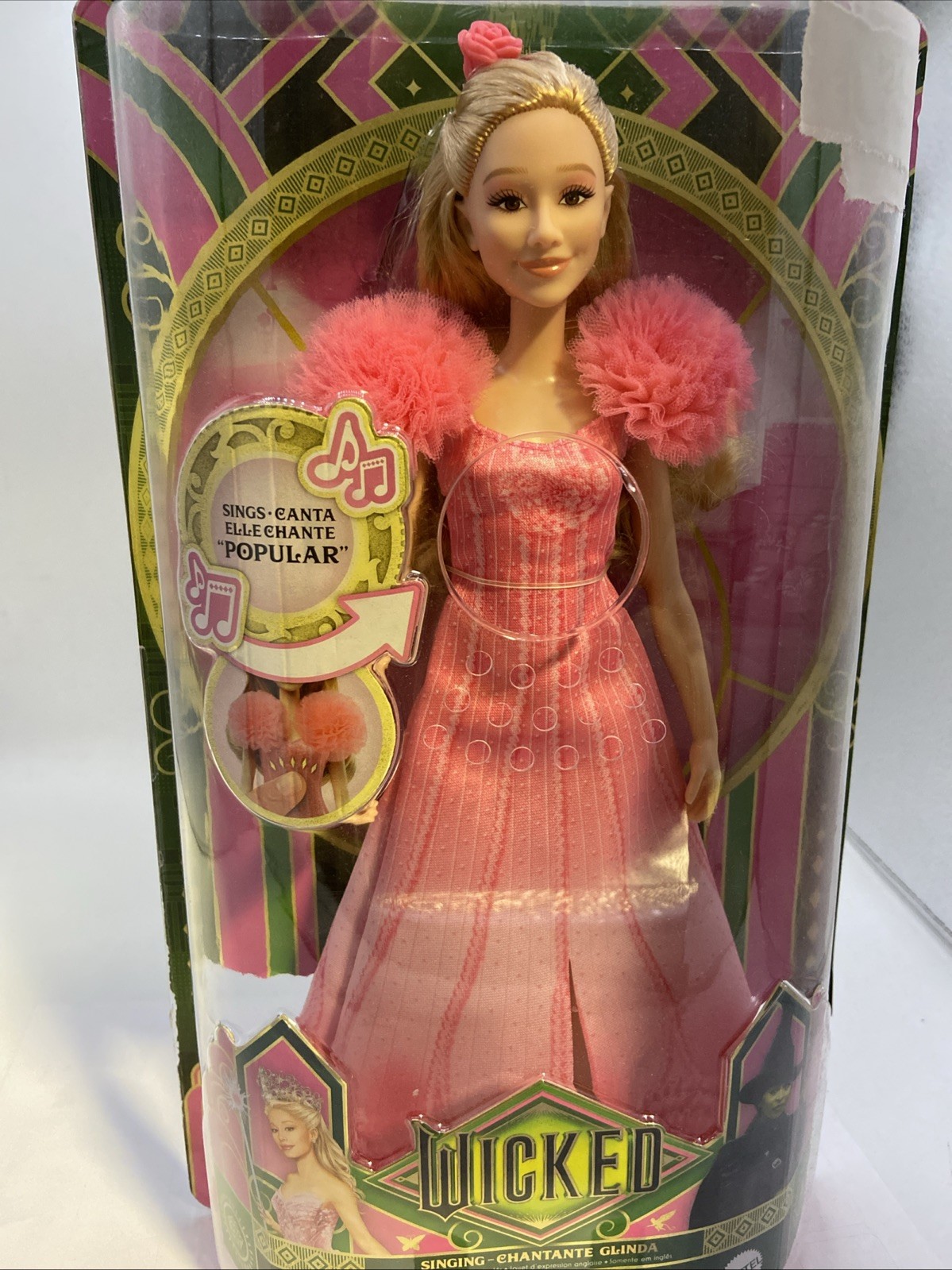 Mattel WICKED Singing Glinda Fashion Doll 🩷 Sings “Popular”🩷 - DAMAGED BOX Mattel WICKED Singing Glinda Fashion Doll 🩷 Sings “Popular”🩷 - DAMAGED BOX