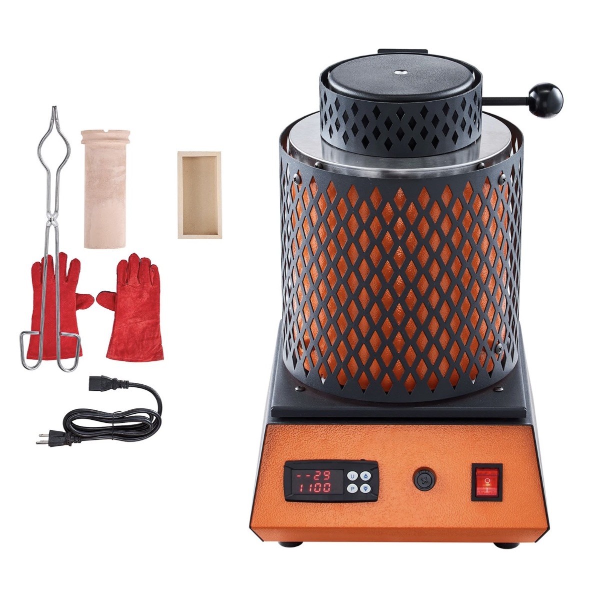 Uimoso Electric Melting Furnace 1350W with 3kg Ceramic Crucible for Metalwork